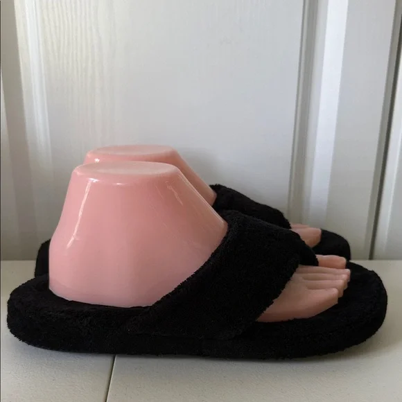 Acorn Black Women's Spa Thong Slippers (sz8-9) - Picture 2 of 7